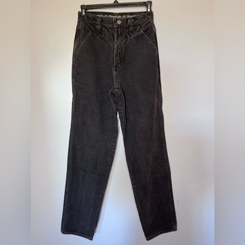 Vintage Wrangler Silverlake Black Denim Jeans Bareback NFR Western USA Made 5/6